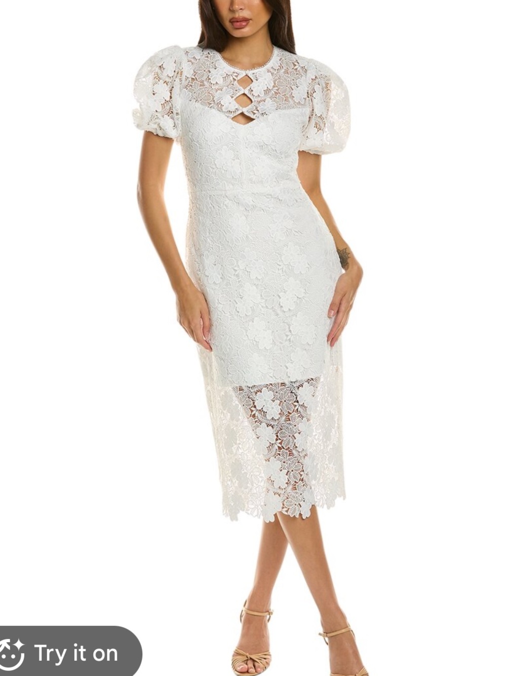 Monique Lhuillier Lace Midi Dress